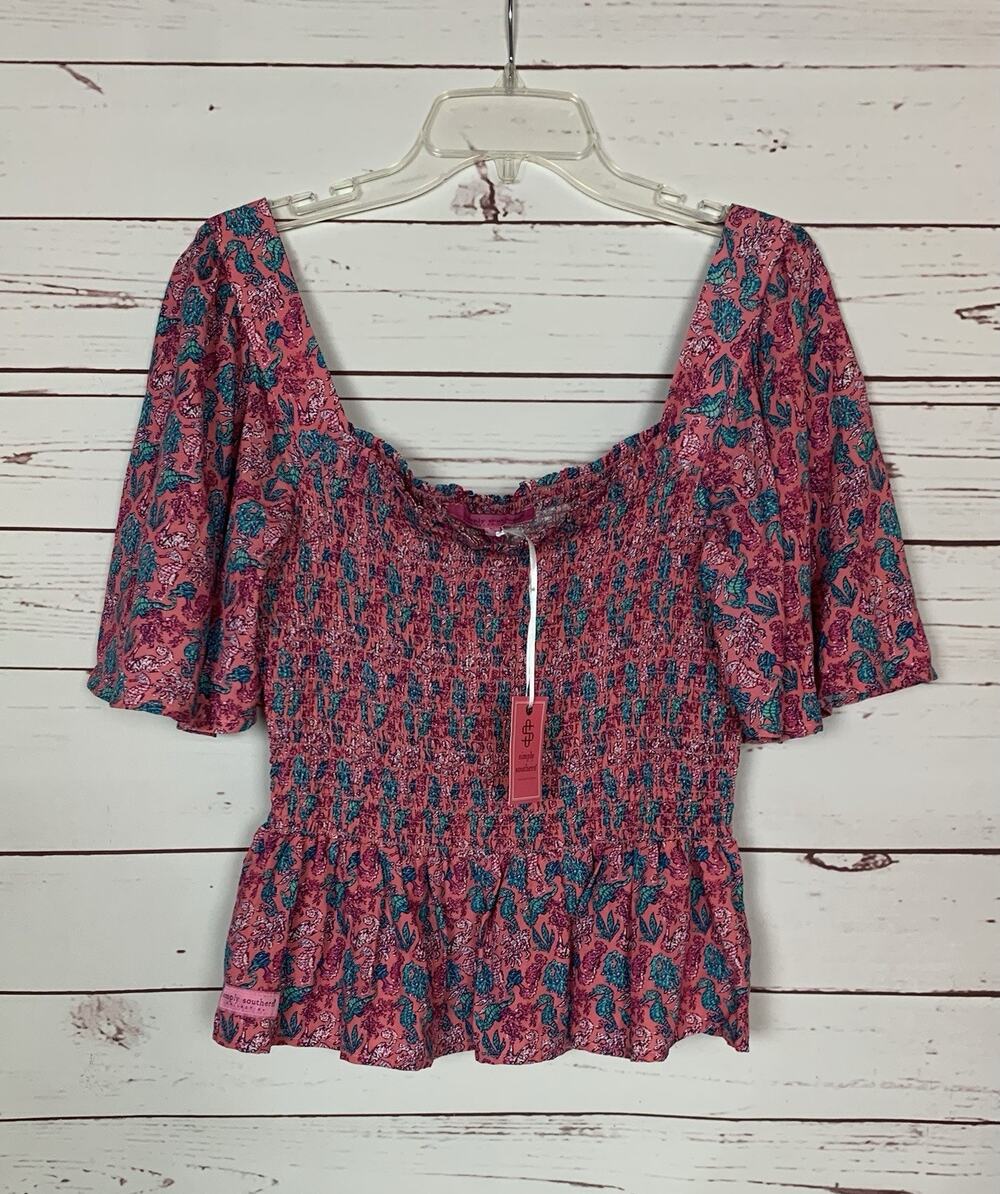 Simply Southern Boutique Women’s L Large Pink Short Sleeve Top New with Tags